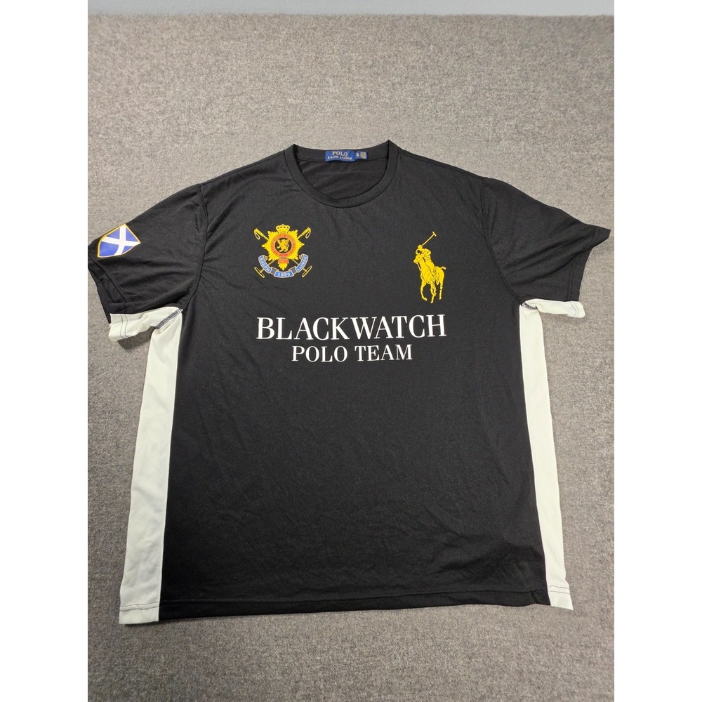 Polo Ralph Lauren Black Watch Polo Team Graphic T-Shirt Mens XL Black Athletic